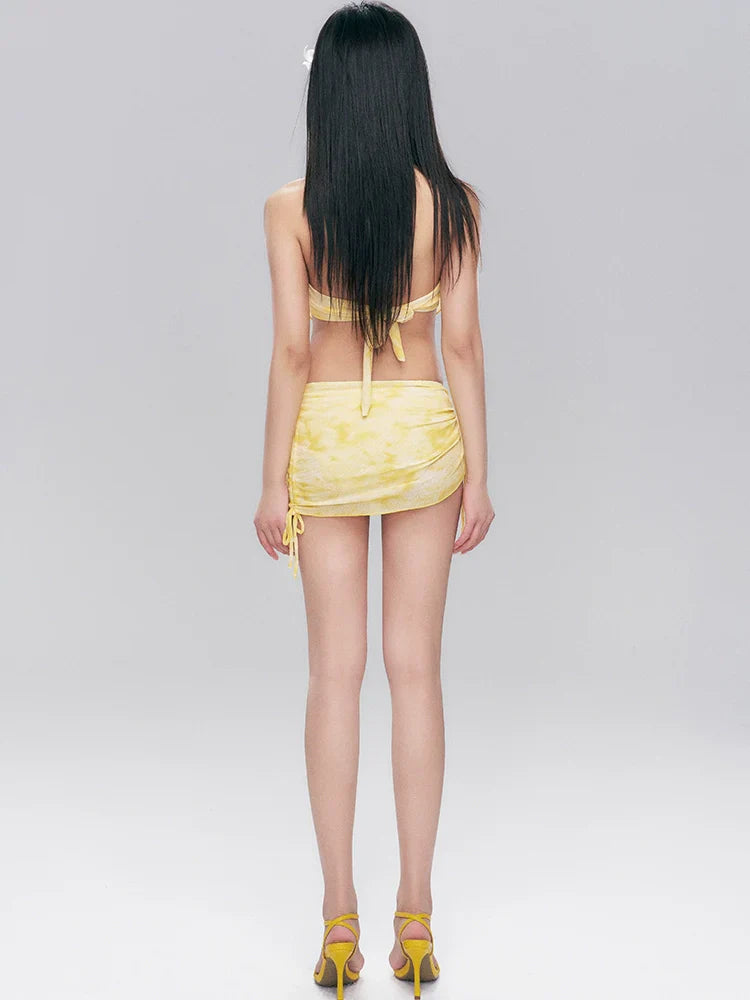 Yellow Tie Dye Halter Set