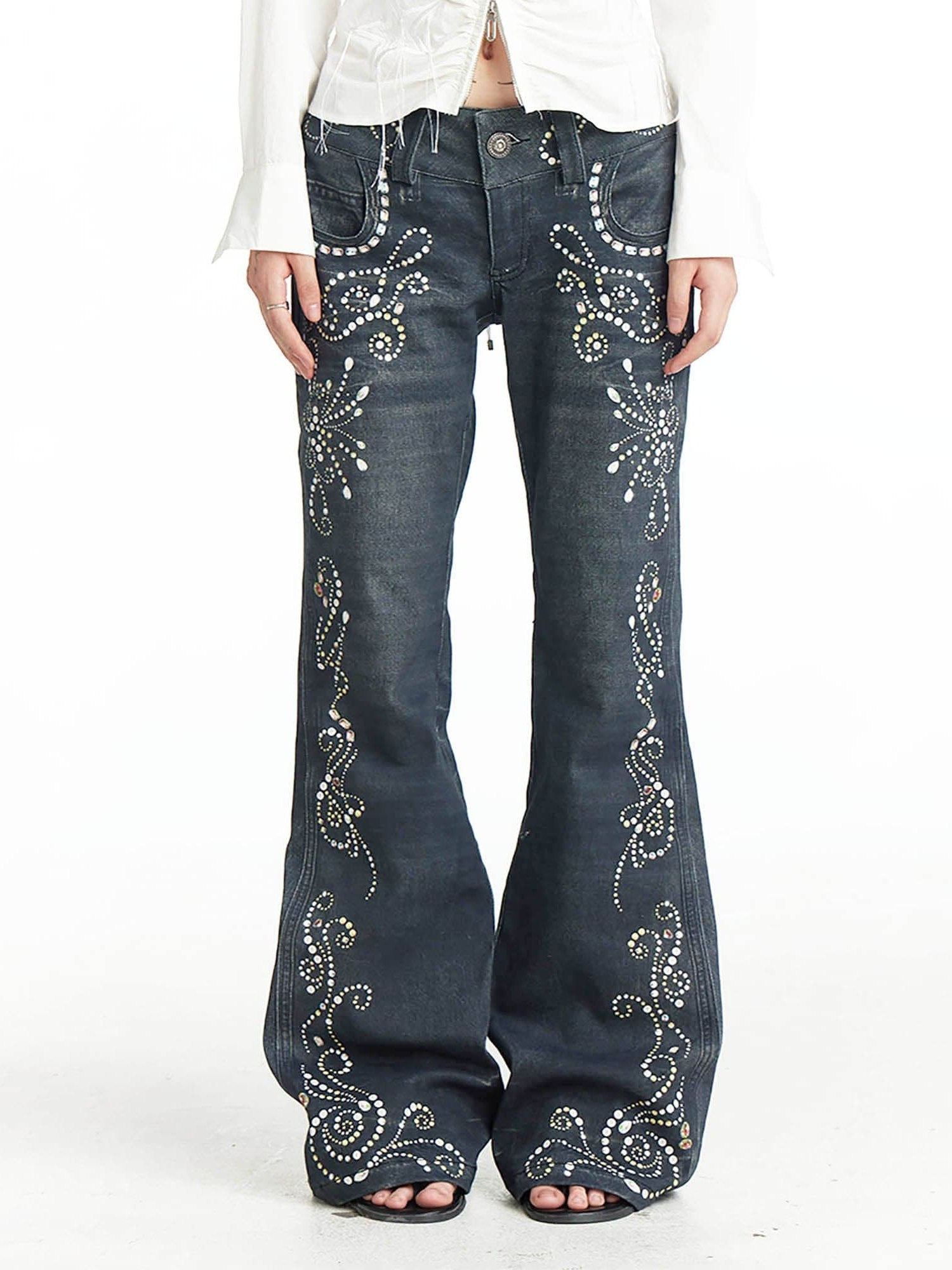 Rhinestone Flare Jeans