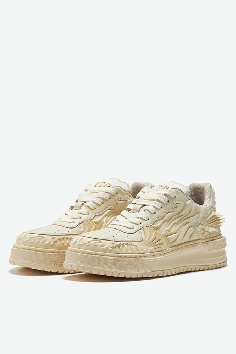 Wave Pattern Platform Court Sneakers