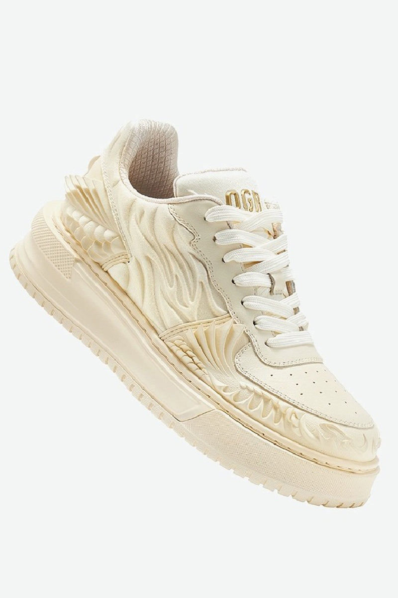 Wave Pattern Platform Court Sneakers