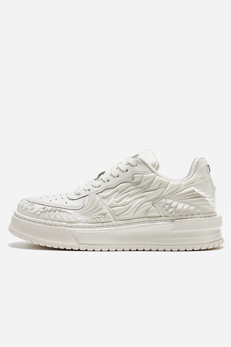 Wave Pattern Platform Court Sneakers