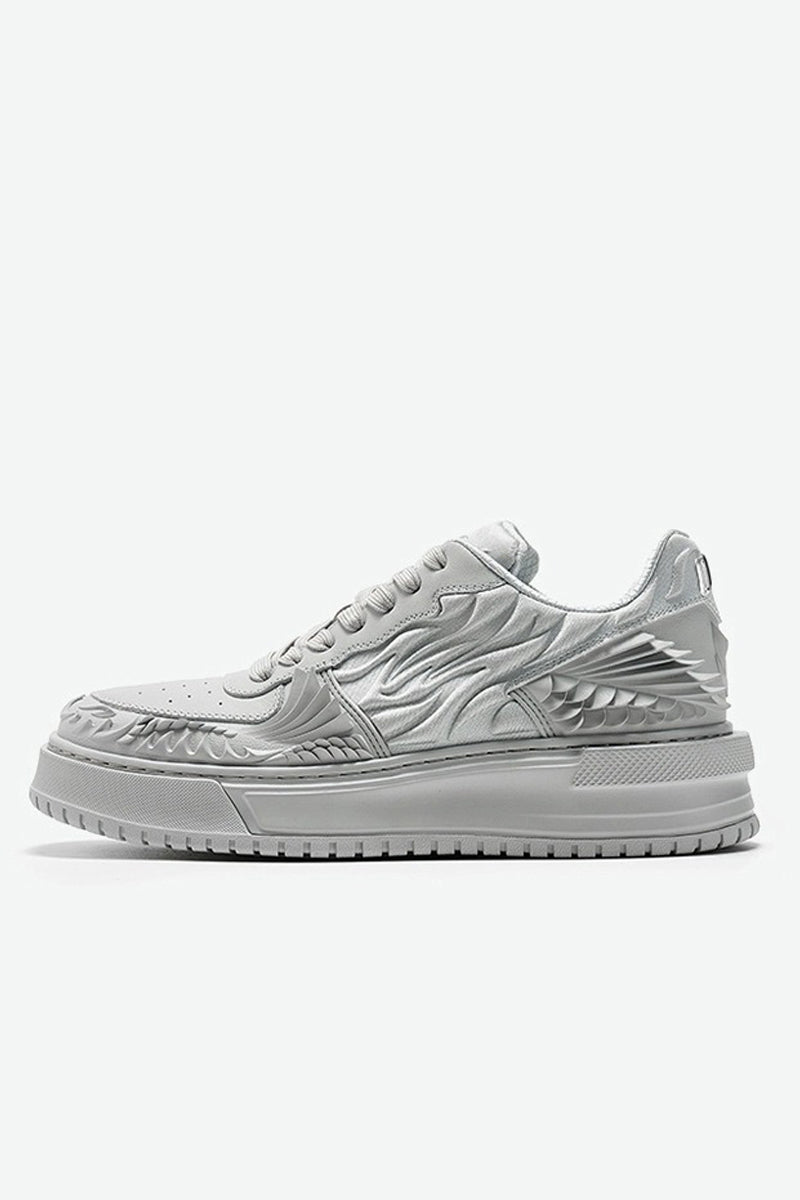 Wave Pattern Platform Court Sneakers