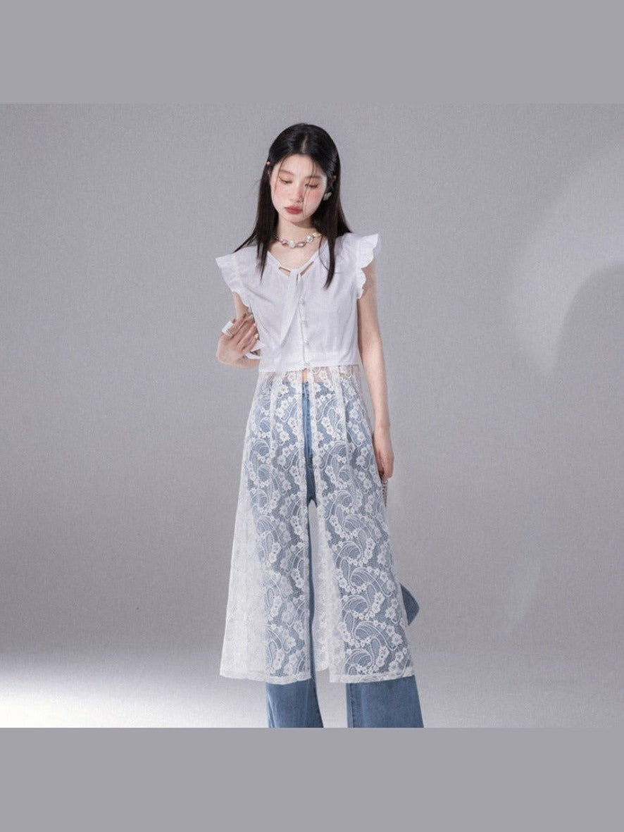 Layered Patchwork Lace Vacation Long Dress