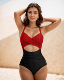 One-piece Hollow Back Strap Swimsuit