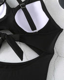 One-piece Hollow Back Strap Swimsuit