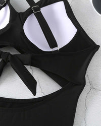 One-piece Hollow Back Strap Swimsuit