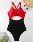 One-piece Hollow Back Strap Swimsuit