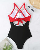 One-piece Hollow Back Strap Swimsuit