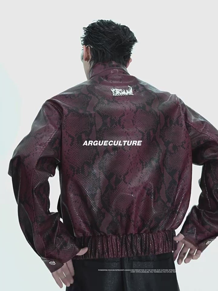 Snake Print Bomber Jacket