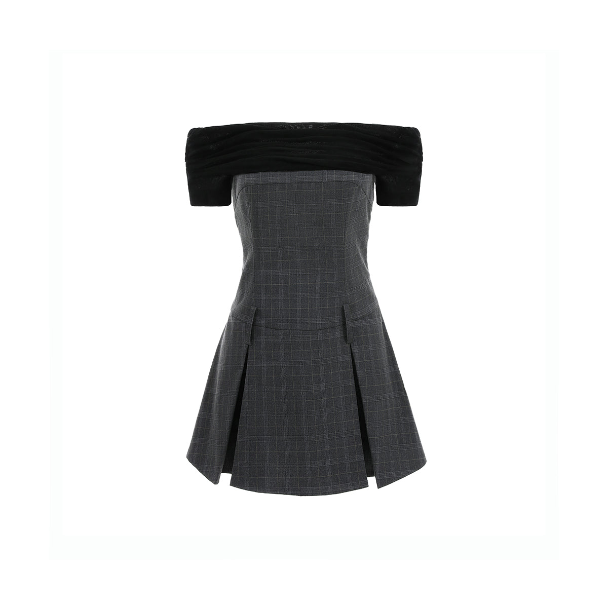 Elegant Off-Shoulder Dress With Illusion Layer