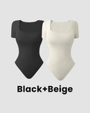 Sexy Ribbed Square Neck Thong Bodysuit (Buy 1 Get 1 FREE)
