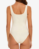Ribbed Sleeveless Square Neck Tank Tops Bodysuits