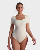 Sexy Ribbed Square Neck Thong Bodysuit (Buy 1 Get 1 FREE)