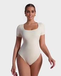 Sexy Ribbed Square Neck Thong Bodysuit (Buy 1 Get 1 FREE)