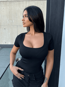 Sexy Ribbed Square Neck Thong Bodysuit (Buy 1 Get 1 FREE)