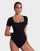 Sexy Ribbed Square Neck Thong Bodysuit (Buy 1 Get 1 FREE)