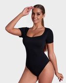 Sexy Ribbed Square Neck Thong Bodysuit (Buy 1 Get 1 FREE)