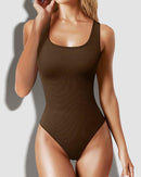 Ribbed Sleeveless Square Neck Tank Tops Bodysuits
