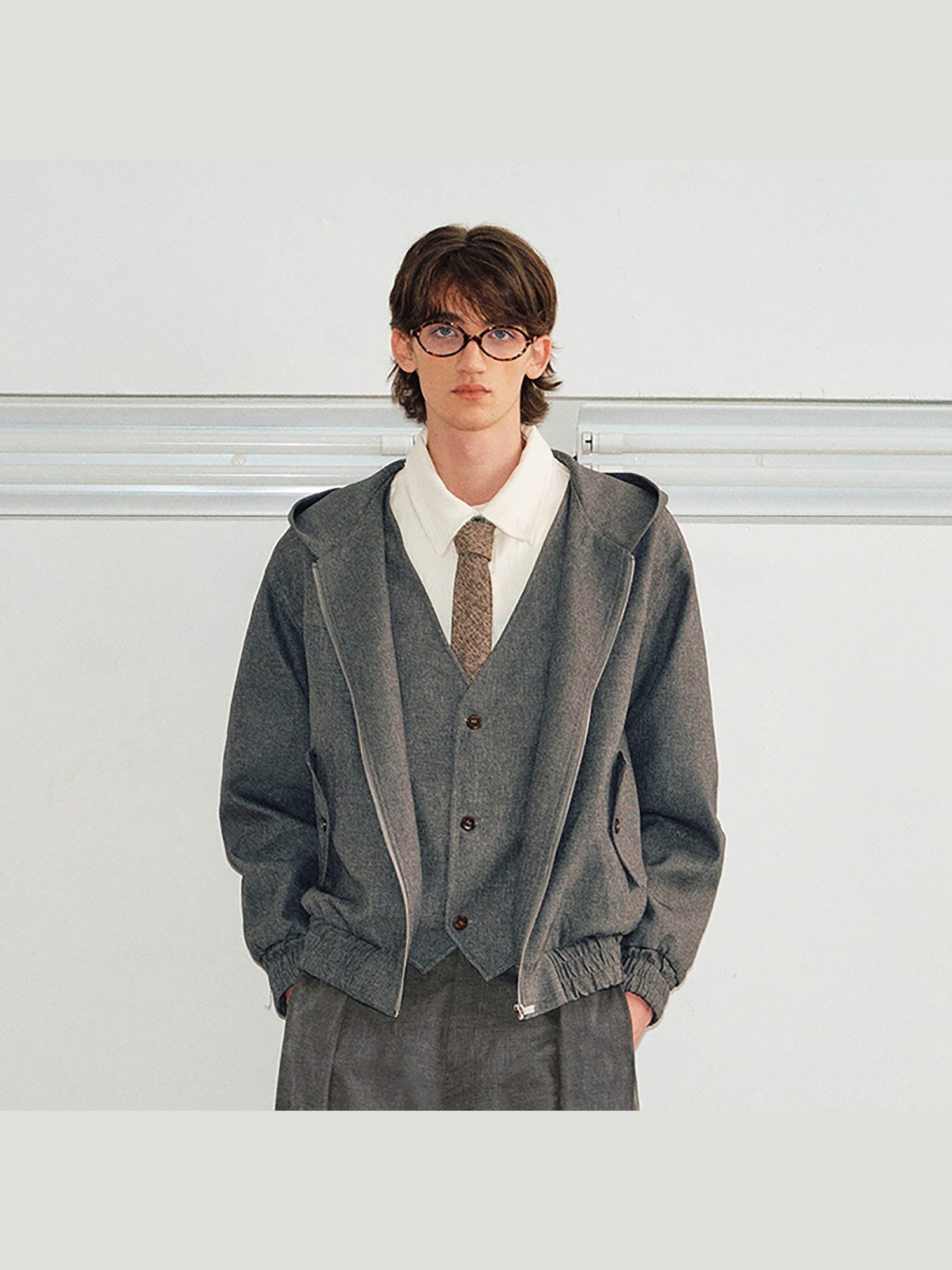 Suit Vest Layered Hoodie Jacket