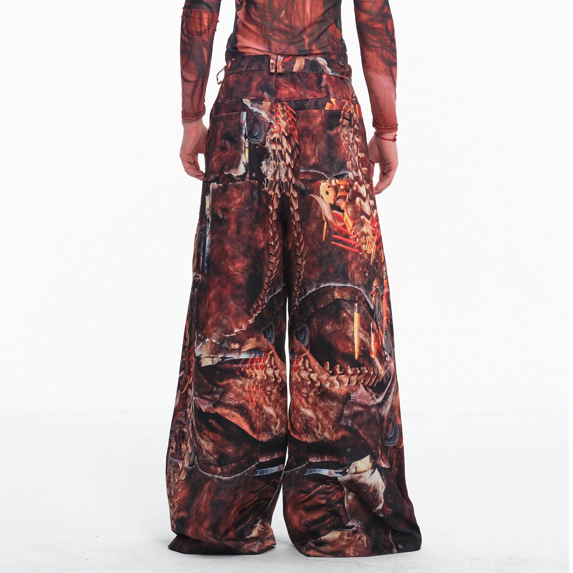 Wide-Leg Monster Print Trousers