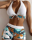 Split High Waist Patchwork Two Piece Swimsuit