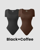 Sexy Ribbed Square Neck Thong Bodysuit (Buy 1 Get 1 FREE)