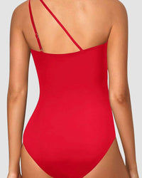 One Shoulder Tummy Control Patterned Back One Piece Swimsuit