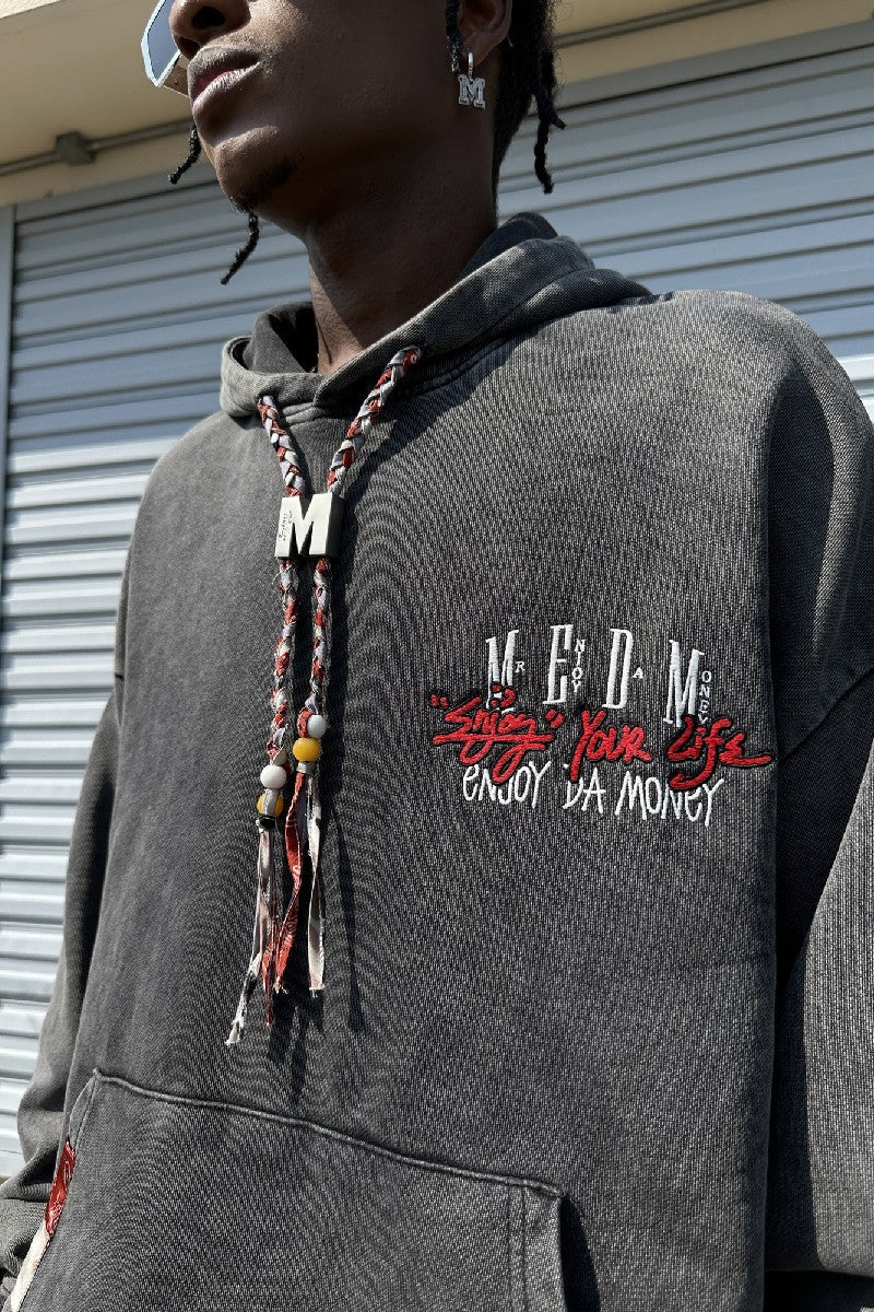 Washed Hoodie With Embroidered Logo