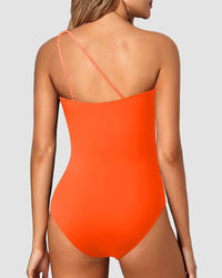 One Shoulder Tummy Control Patterned Back One Piece Swimsuit