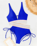 High Waisted Tummy Control Color Block Bikini Sets