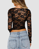 Sheer Mesh Lace Long Sleeve Sexy Shirt Top (Buy 1 Get 1 Free)