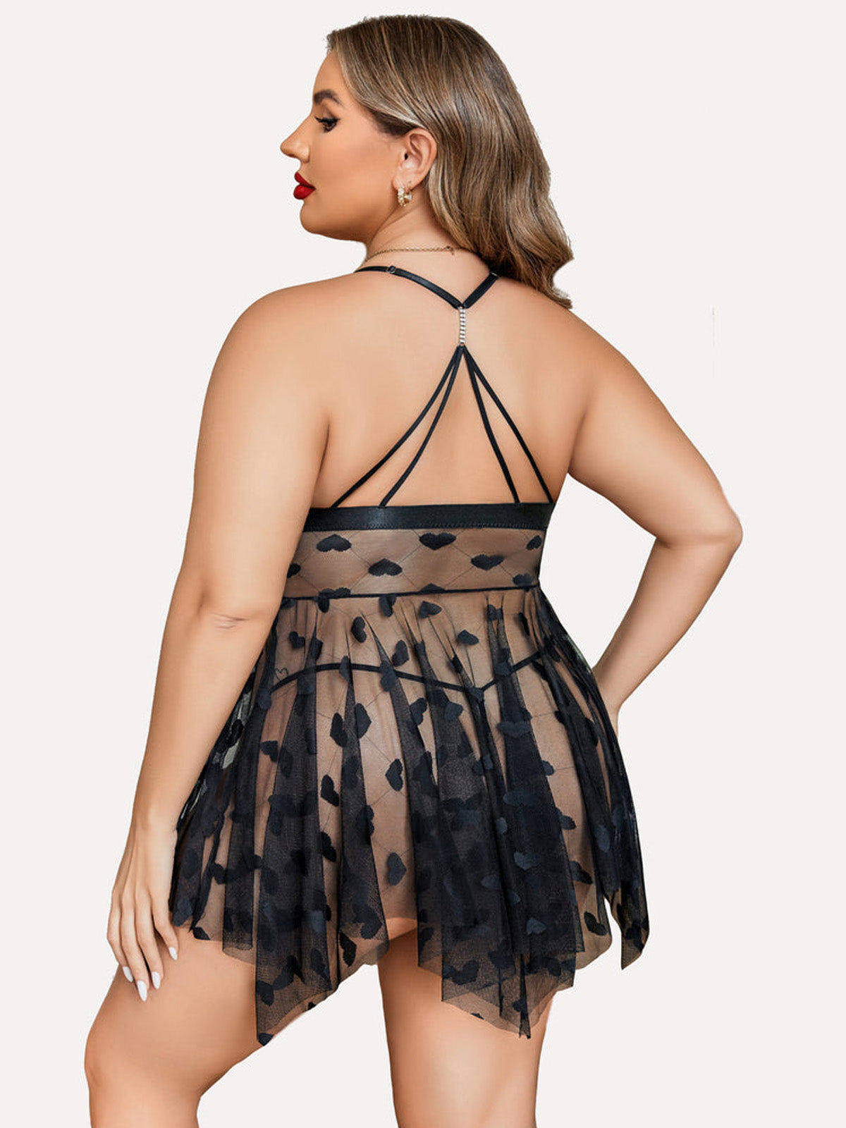 Plus Size Lace Front Slit Nightdress