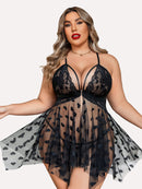 Plus Size Lace Front Slit Nightdress