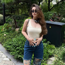 Ribbed Sleeveless Square Neck Tank Tops Bodysuits