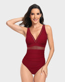 Sexy Mesh Tummy Control One Piece Swimsuit