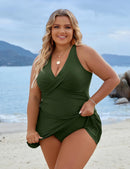 Womens Plus Size Tummy Control Swimdress