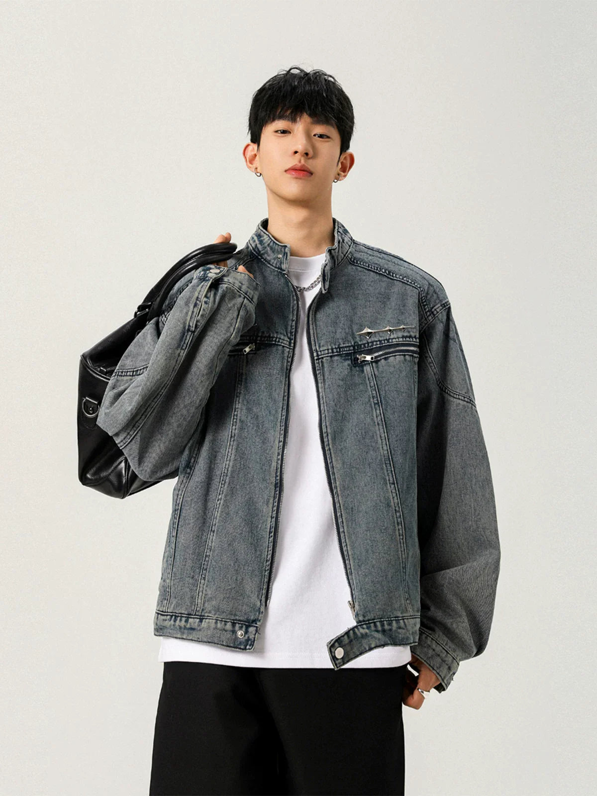 Studline Stand-Collar Denim Jacket