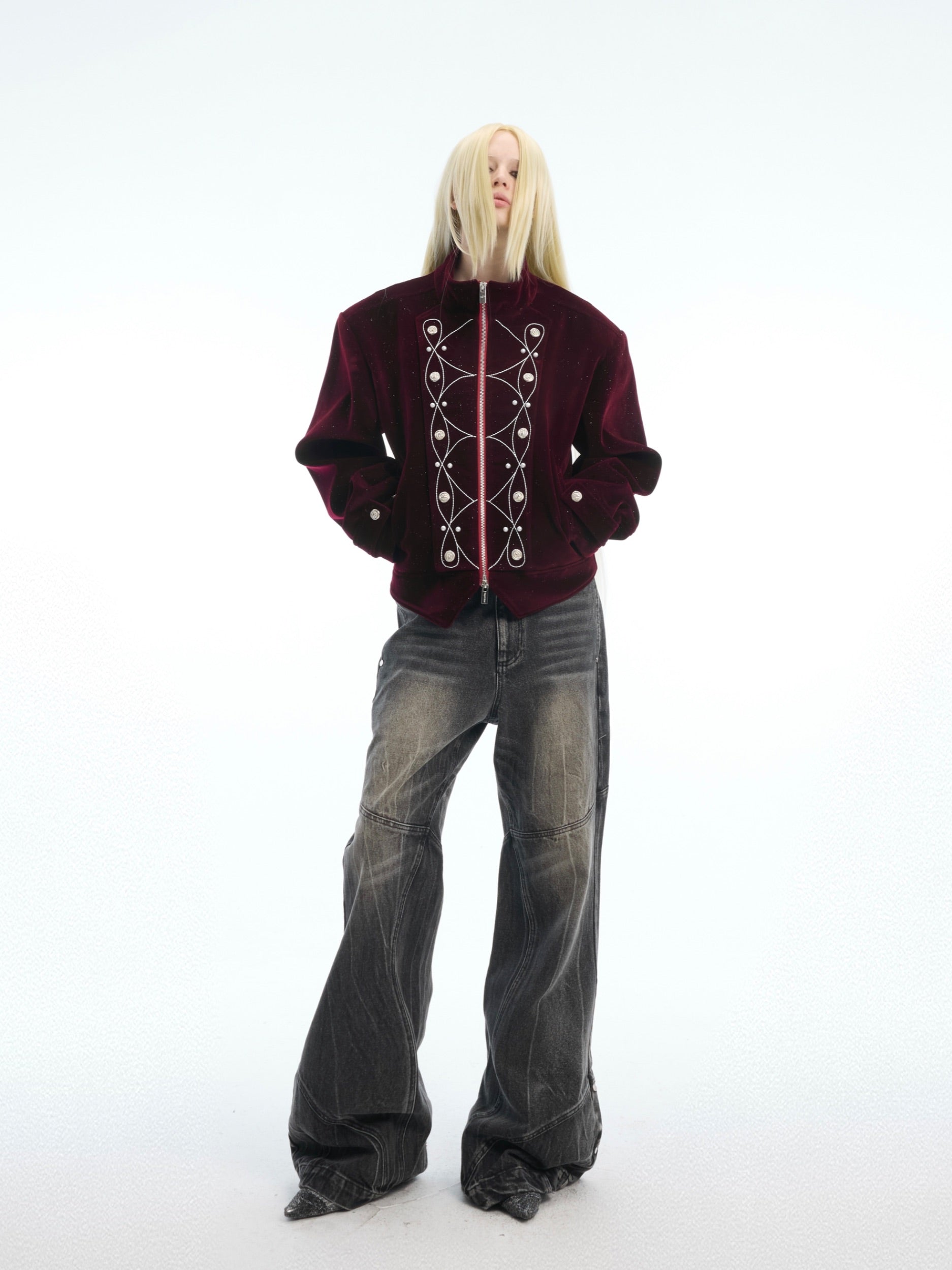 Royal Velvet Chain Military Jacket