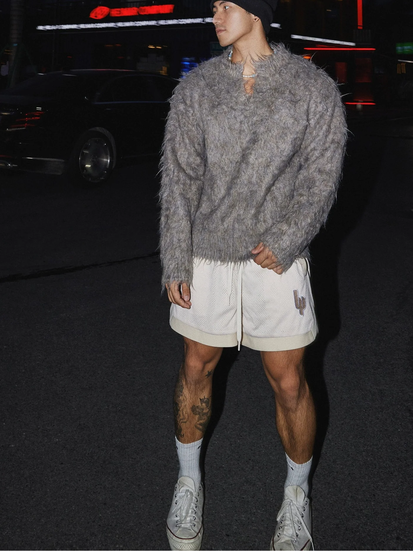 Shadow Wolf Fuzzy Knit Sweater