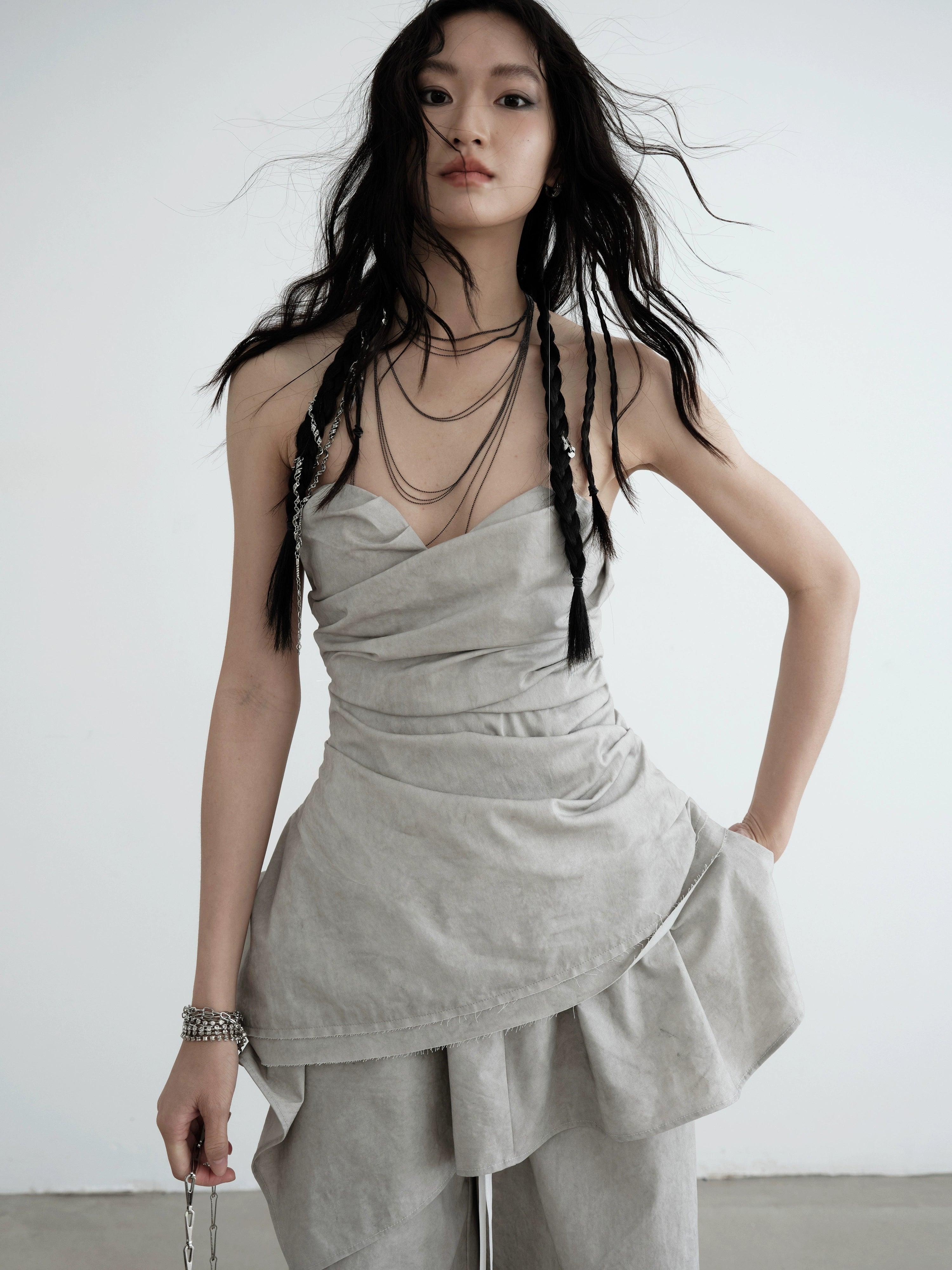 Jnylon Studio Strapless Draped Mini Dress - Women'S Light Gray Ruched Bodycon With Asymmetric Hem