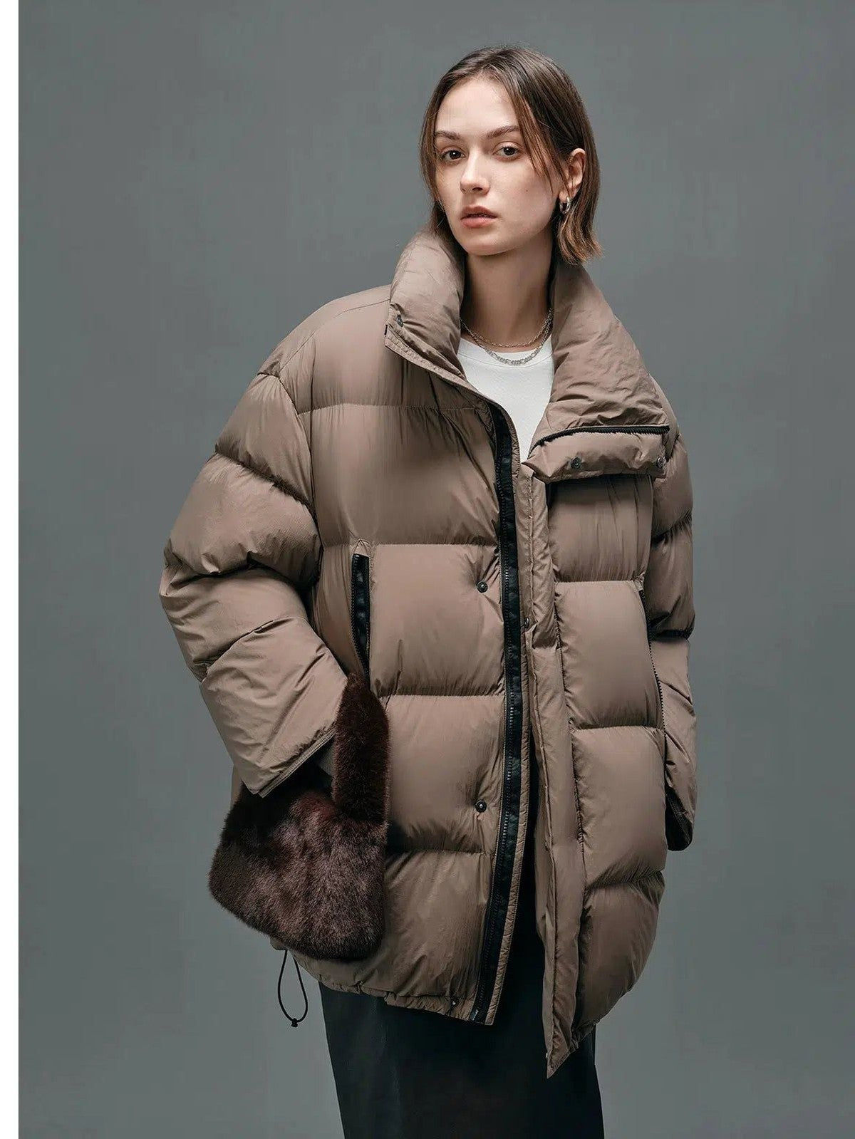 Oversized Down Jacket In Solid Color