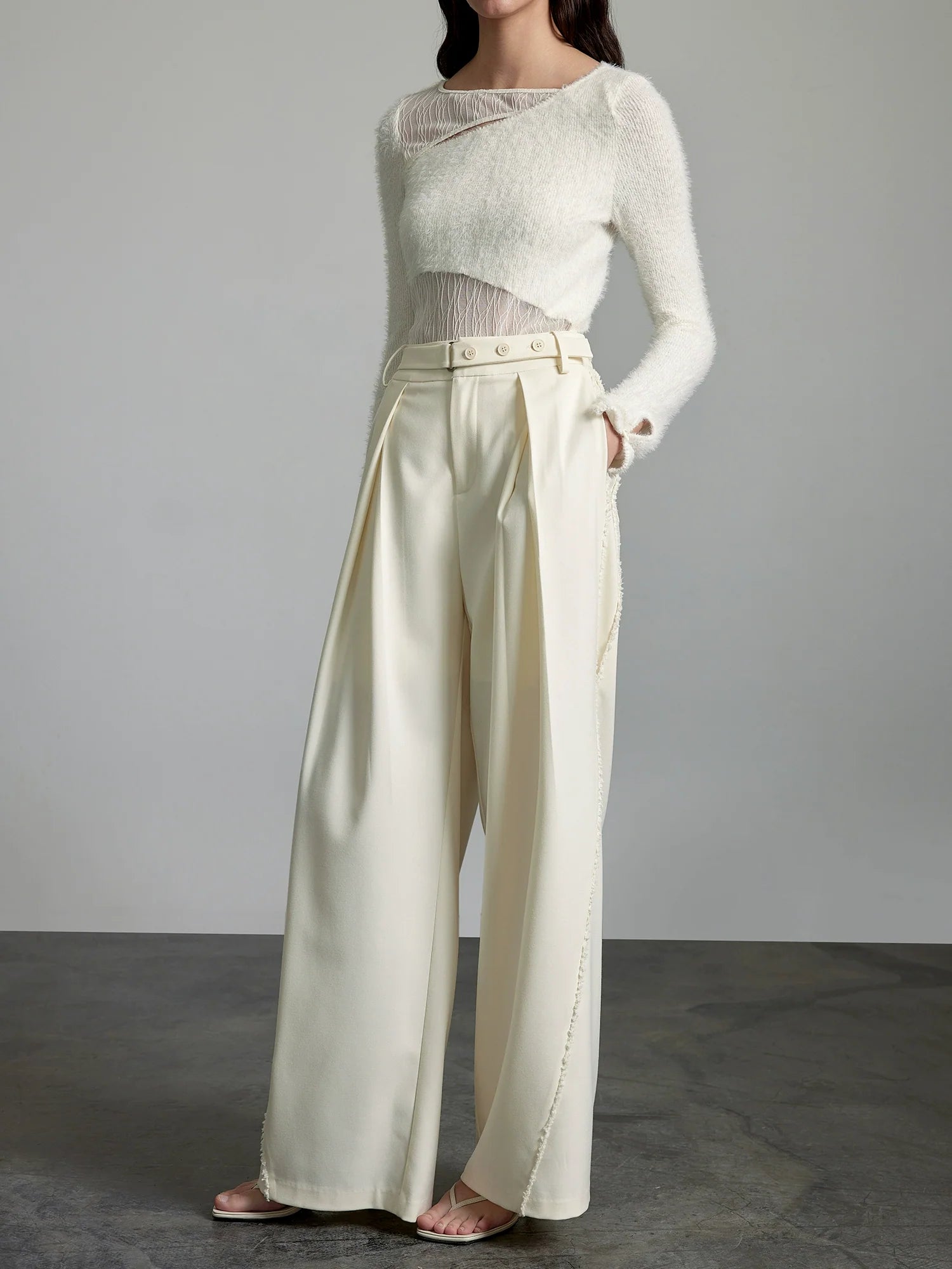 Wide-Leg Cream Trousers