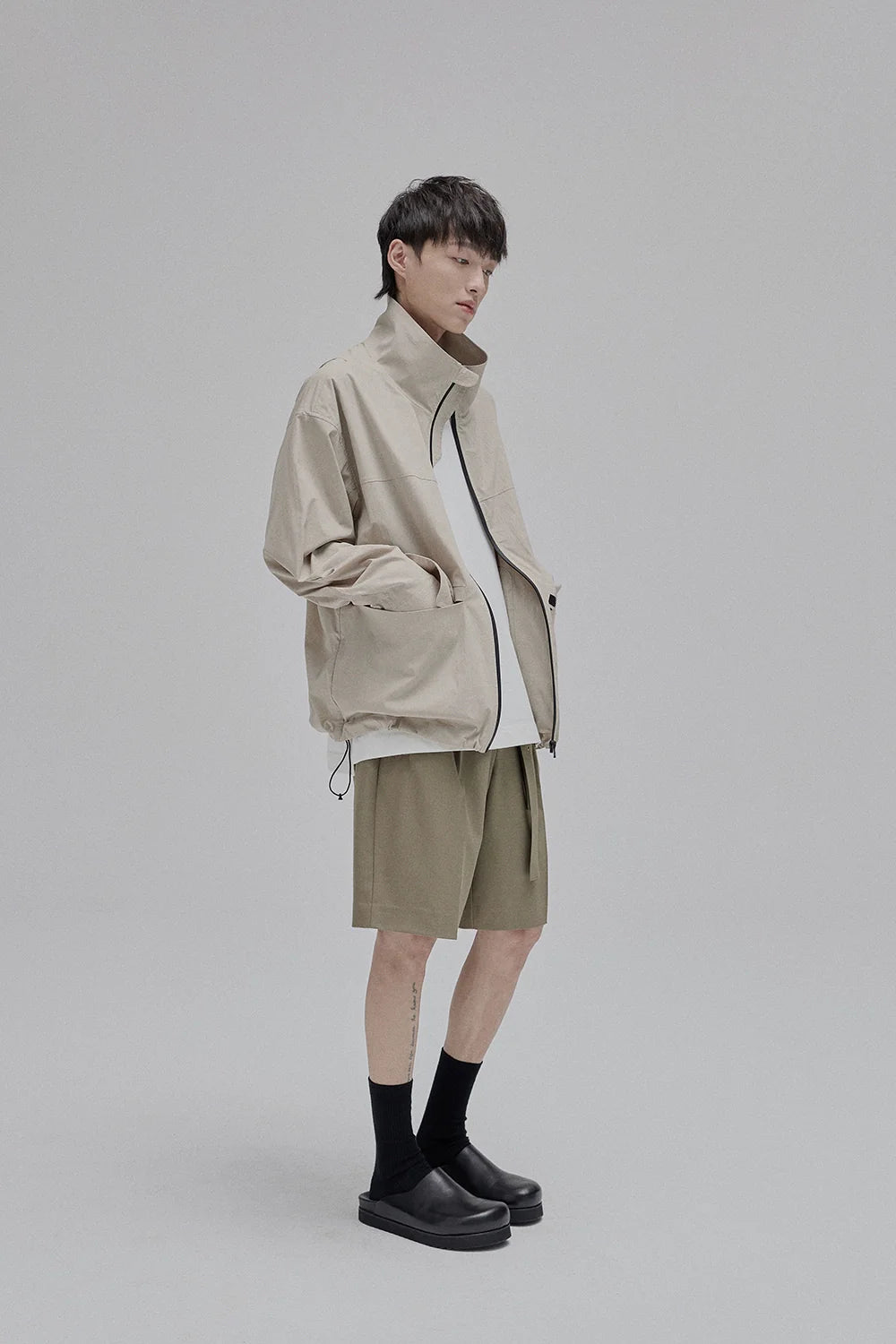 Zipper High-Neck Structural Windbreaker Jacket