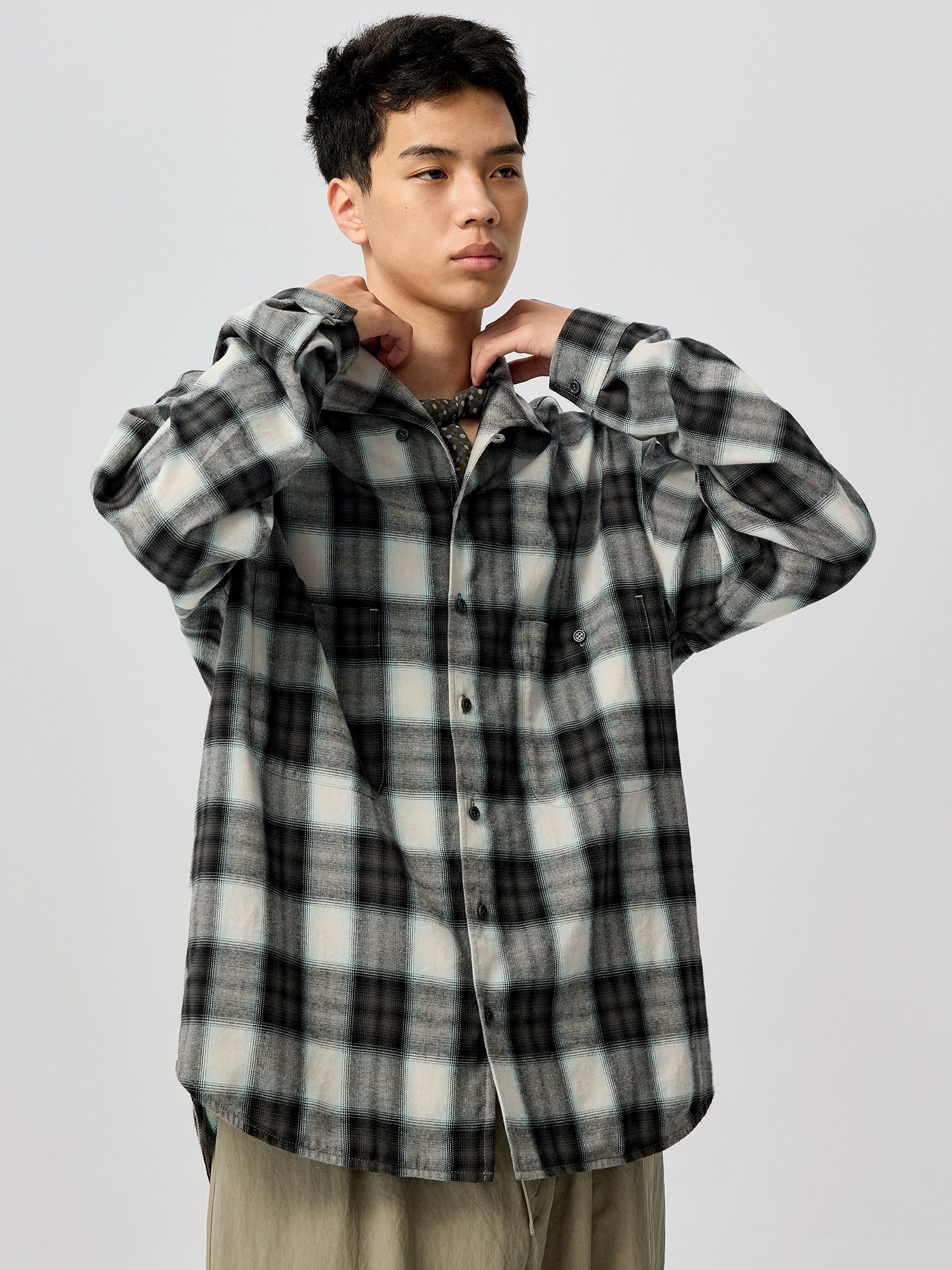 Frosted Sky Gradient Plaid Shirt