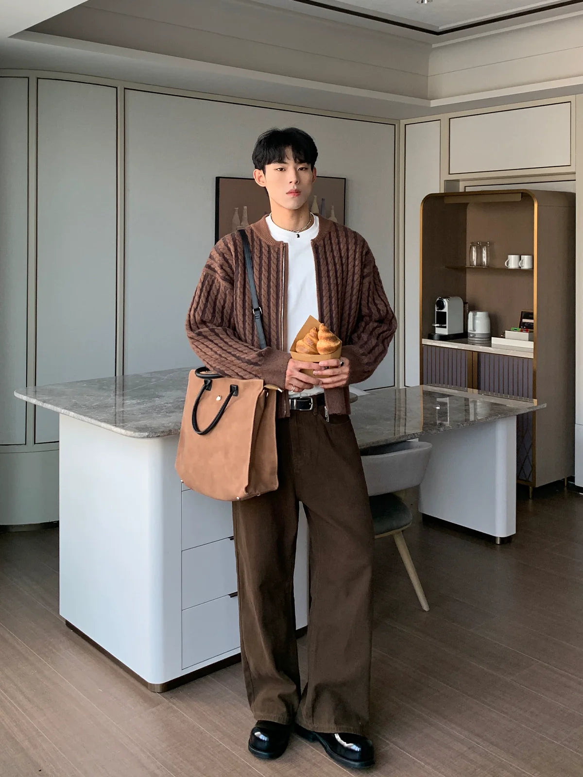 Wide-Leg Brown Jeans