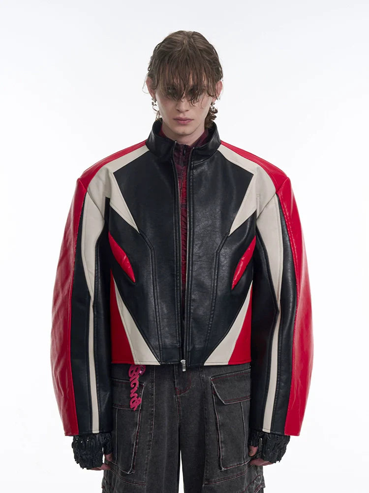 Tricolor Racing Leather Jacket