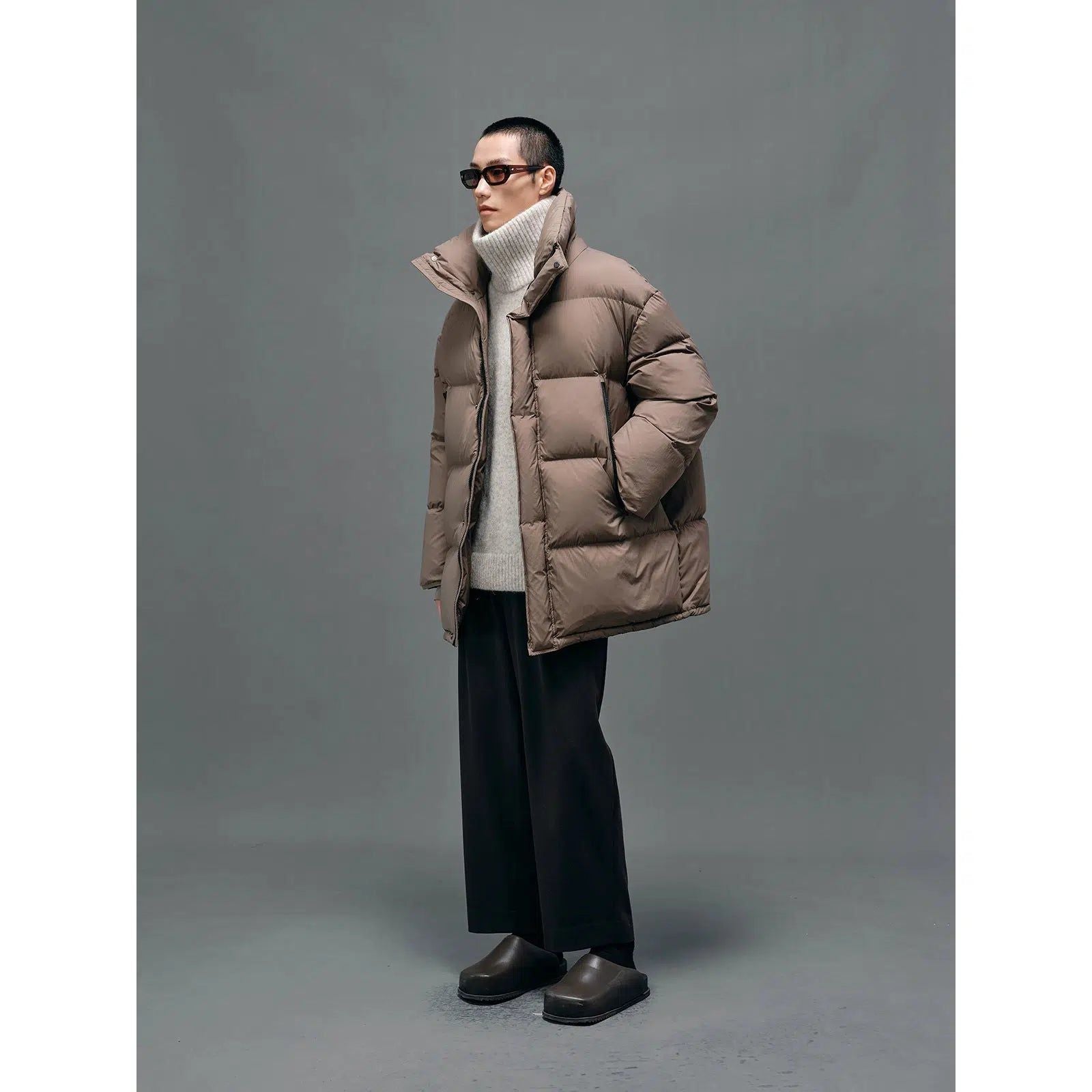 Oversized Down Jacket In Solid Color