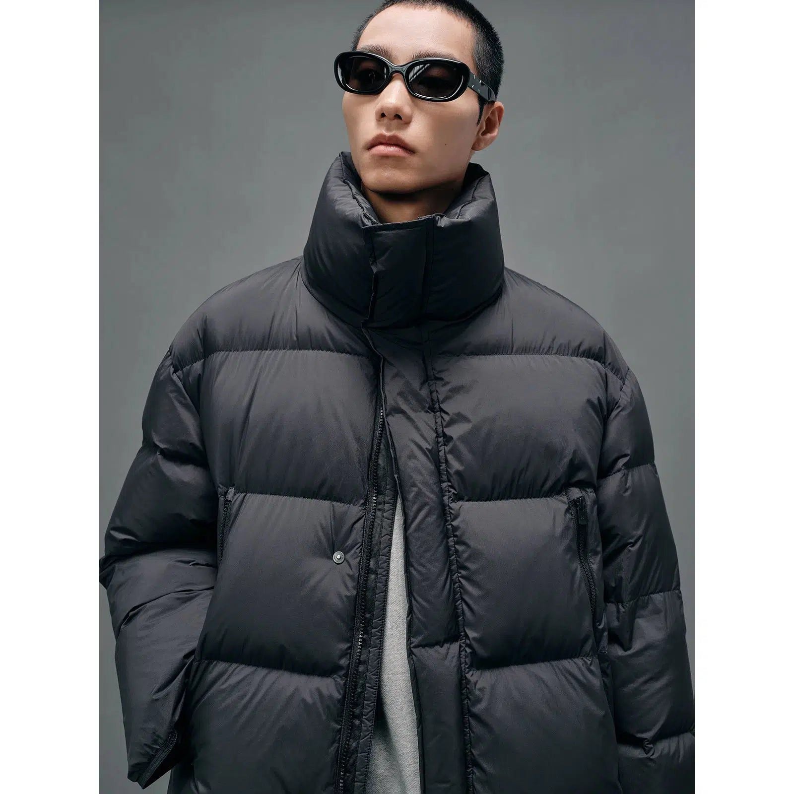Oversized Down Jacket In Solid Color