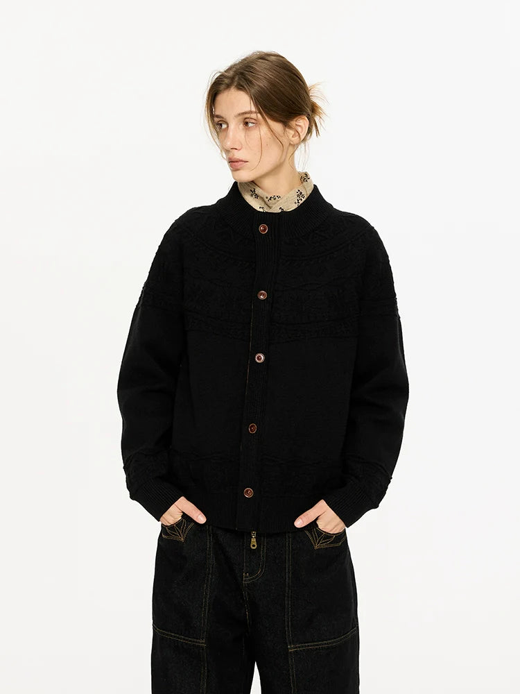 Jacquard Pattern Knit Cardigan