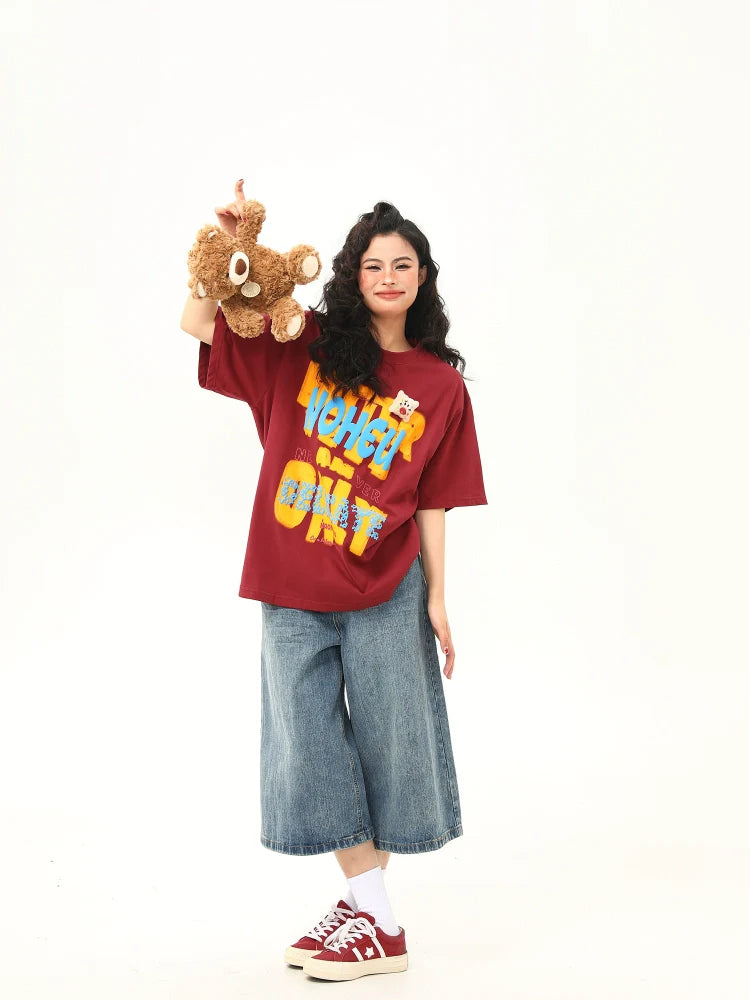 Vibrant Graphic Text Oversized Tee